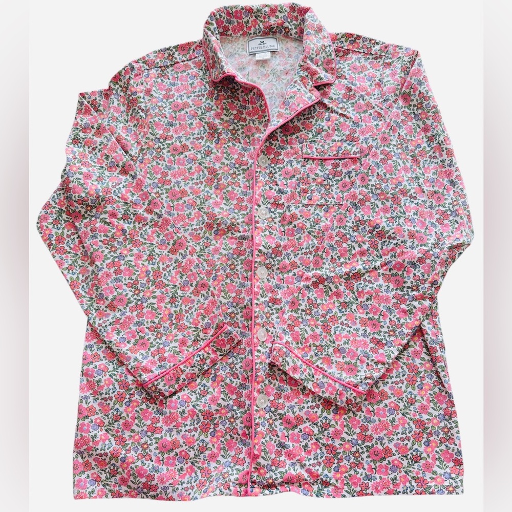 Petite Plume Floral Pajama Top 12 Kids Girls Pink Green Flowers